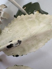 Vintage Toleware Metal Wall Hook W/Cream Roses & Green Leaves Cottagecore 7.5”