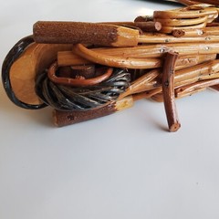 Wooden Motorcycle Model Handmade Chopper Collectible Sculpture Cycle 12″ 6″ 3″
