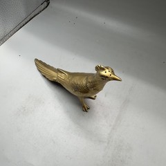 Rare Antique Vintage Metal Pheasant Bird Salt Pepper Shaker Patina Gold Tone USA