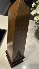 Vintage Neoclassical Style Brass Composition and Partial Ebonized Table Obelisk