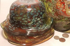 CLUSTER vtg studio art glass sculpture bowl goose bay yellowstone park western