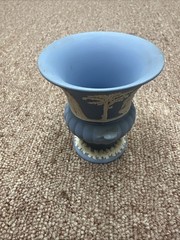 Wedgwood Blue Jasperware Vase with White Classical Relief Decoration