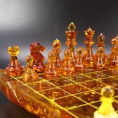 Made in USA Baltic Amber Königsberg Imperial Chess Set Handmade Genuine Gift
