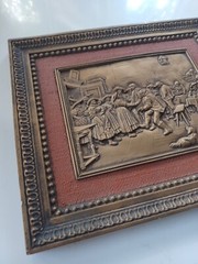 Vintage French Floralix Detailed Relief Framed Wall Decor Market Scene