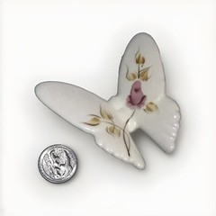 Vintage Ceramic Hand Painted Rose Butterfly Wall Decor Made In USA