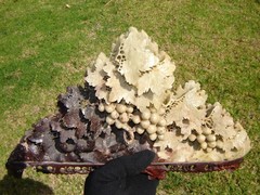 RARE ANTIQUE CARVED SOAPSTONE GRAPES & LEAVES DETAIL = (Watch The Video )