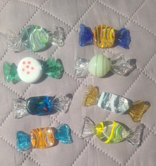 Vintage Hand Blown Murano Style Art Glass Wrapped Hard Candies 8 piece lot