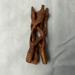 Hand Carved Interlocking Wood Folding Display Stand Small Tripod Puzzle Stand