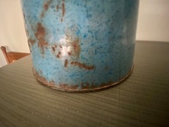 Vintage French Enamelware Body Bath Pitcher Mottled Blue on Blue c. 1900-1940s