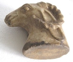 ANTIQUE MARBLE RAM GOAT STATUE BUST HAND CARVED