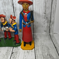 Brazil Folk Art Terra Cotta Figurines Band Soldier Red Blue Clovis Valderi