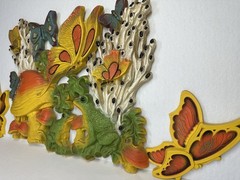 VTG Homco Universal Statuary 3-D Wall Art Decor Mushroom Frog Butterfly MCM 3 pc