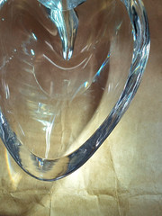 Orrefors Kosta Boda Sweden Lead Crystal Heart glass Trinket Dish signed euc