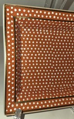 Fabienne Jouvin Dish Porcelain Catch All Burnt Orange White Dots Gold Trim VTG