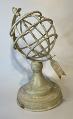 Distressed Armillary Globe Sphere Arrow Lightweight Unknown Metal Decor