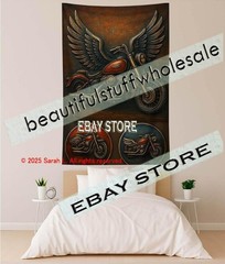 Motorcycle tapestry biker americana wall art room decor 59X82 in