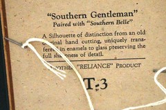 Pair 1940 Reliance Flat Glass Silhouette Southern Gentleman & Sally Lee