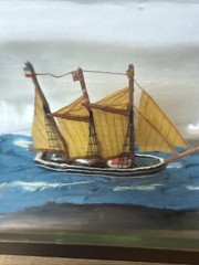 Vintage 3 Masted Schooner Ships In A Bottle Impressed Cork Seal John Madison