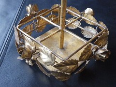 RARE VINTAGE Italy TOLE Gold Rose CENTERPIECE 4 Compart HOLDER Hollywood Regency