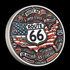 Route 66 USA Commemorative Coin Classic Car & Diner Collectible Travel Souvenir