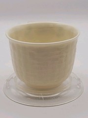 VTG Belleek Shamrock Basketweave Pattern Parian China Teacup & Saucer 1946-1981