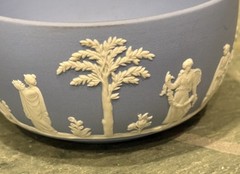 Wedgwood Blue Jasperware Lot 5pc Bowl Trinket Box Tray Plate Set Vintage Relief