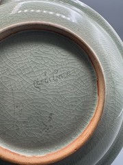 Celadon Crackle Glaze Dragon Plate Chinese Style Relief Green Dish