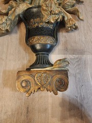 2 Italian Floral Urn Wall Swag Hanging Wall Plaque