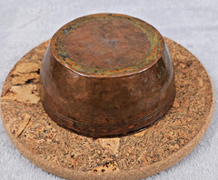 RARE ANTIQUE ISLAMIC/PERSIAN TINNED COPPER/BRONZE CEREMONY/PRAYER BOWL HAMMERED