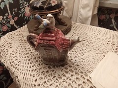 Vintage 1990’s Ceramic Cottage Teapots NOS Decorative Knick Knack