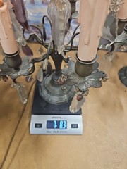 #5283 A Rare Pair Of Brass and Crystal￼ Candelabra Lamp 1800’S “WORKING”