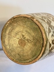 Vintage Italian Florentine Gilt Wood White & Gold Tole Waste Basket /Plant Pot