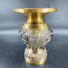 Antique Buddhist Altar Fitting Flower Stand Vase Metal Brass Heavy Made Korea