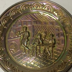 Vintage Brass Wall Plate Pair 10″Old Time Tavern Made in England Rare