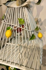 VINTAGE 1960’S ITALIAN TOLEWARE 64″ FREE STANDING NOVELTY DECORATIVE BIRDCAGE