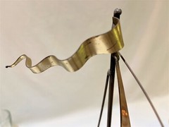 VTG Brass Sailboat Seagull Sculpture DeMott Signed Marble Quartz Base 13″