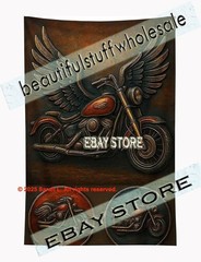 Motorcycle tapestry biker americana wall art room decor 39X59 in