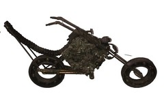 RARE OOAK Vintage Steam Punk ￼Weld Art Sculpture Figurine Chopper Motorcycle 22”