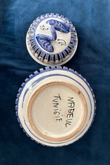 Hand painted Nabeul Blue & White Reticulated Porcelain Potpourri Incense Jar