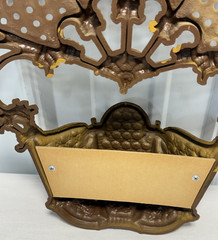Burwood Vtg HOMCO 1981 Brown Faux Wicker Rattan Pocket Wall Decor w/ Flower Ring