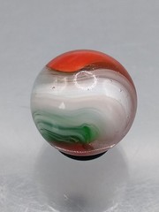 .64″ Akro Corkscrew Popeye Red, Green, White Christmas Marble- #CE125