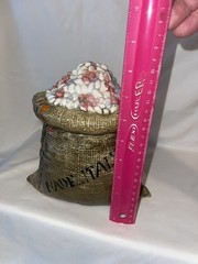 Vintage Italian Ceramic Canister Gunny Burlap￼ Sack Full Of Beans ￼