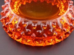 Vintage Fenton Amberina Orange Hobnail Glass Ashtray Trinket Dish