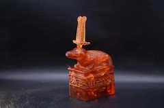 Rare Ancient Egyptian Antique Statue God Sobek Crocodile Amber Stone Egypt BC