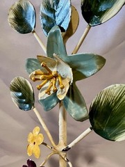Vtg. Style Toleware Metal Floral wall hook
