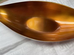 Wallace 9022 Vintage Orange Enamel Over Silverplate Candy Nut Dish Genie Design