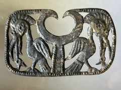 INCREDIBLE PRE-COLUMBIAN SILVER BIRD EFFIGY NOSE RING PENDANT GORGET PERU, COA