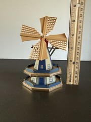 VINTAGE WOOD & HARD PLASTIC BLUE HAND-CRAFTED WINDMILL – MADE IN HOLLAND