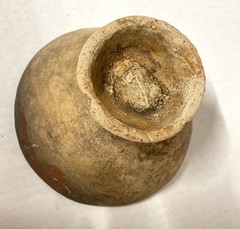 Pre-Columbian Hand Painted Pedestal Bowl- 5 1/2″ diameter, 3 1/2″ tall