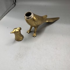 Rare Antique Vintage Metal Pheasant Bird Salt Pepper Shaker Patina Gold Tone USA